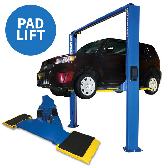 Rotary SPOA7 - 2- Stage Low Profile Two-Post Lift; Asymmetrical w/ Movable Pad and 2' Extension (7;000 LB. Capacity)  73 5/8"" Rise