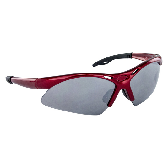 SAS Safety Diamondback Safe Glasses w/ Red Frame and Smoke Mirror Lens