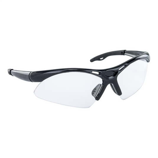 SAS Safety Diamondback Safe Glasses w/ Black Frame and Clear Lens in Clamshell