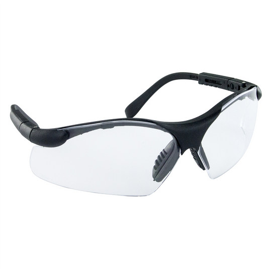 SAS Safety Sidewinders Safe Glasses w/ Black Frame and Clear Lens in Polybag