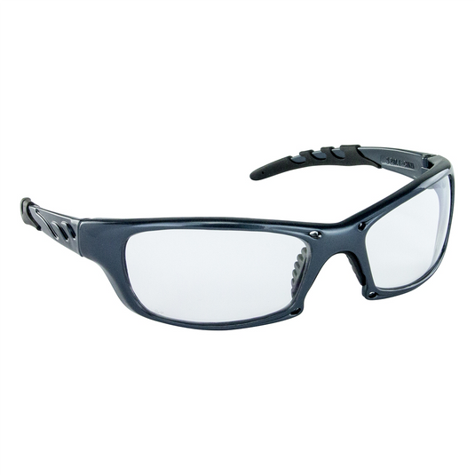 SAS Safety GTR High-Impact Charcoal Frame Poly Clear Lens Safe Glasses; Eye Protection; in Polybag