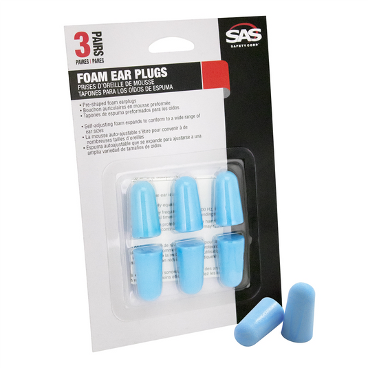 SAS Safety 3-pr of Foam Ear Plug Blister pks