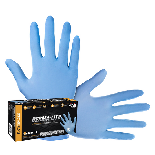 SAS Safety 100-pk of Derma-Lite Disp. PF Nitrile Gloves; L