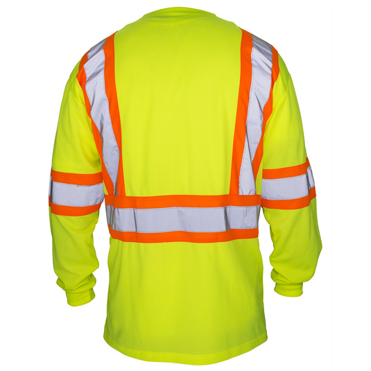 SAS Safety Class-2 Long Sleeve Reflective Yellow T-Shirt; XL