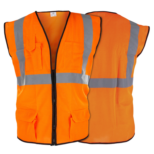 SAS Safety Class-2 Orange Surveyor's Vest; XL