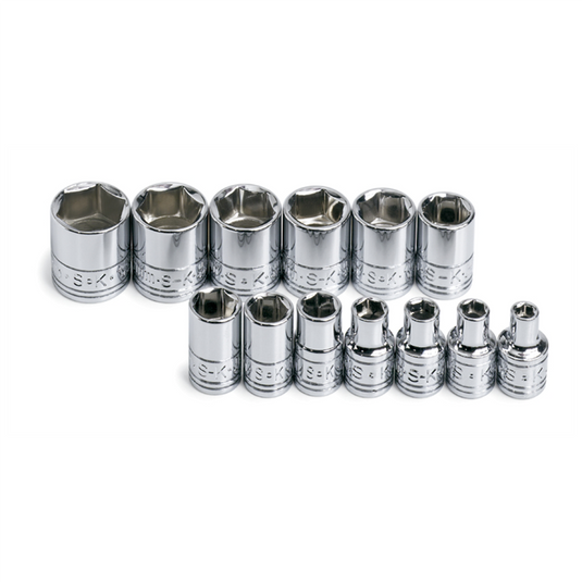 S K Hand Tools SOCKET SET 1/4IN. DRIVE 13PC METRIC STD 6 POINT