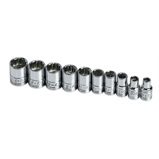 S K Hand Tools SOCKET SET 1/4IN. DRIVE 10PC STD 12 POINT