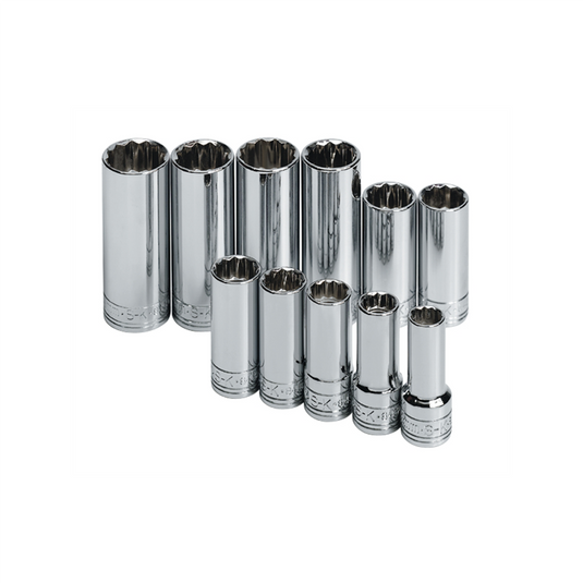 S K Hand Tools SOCKET SET 3/8IN. DRIVE 11PC METRIC DEEP 12 POINT