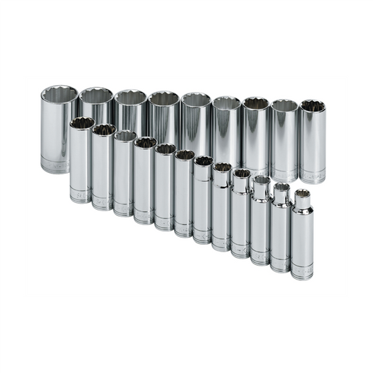 S K Hand Tools SOCKET SET 1/2IN. DRIVE 21PC METRIC DEEP 12 POINT