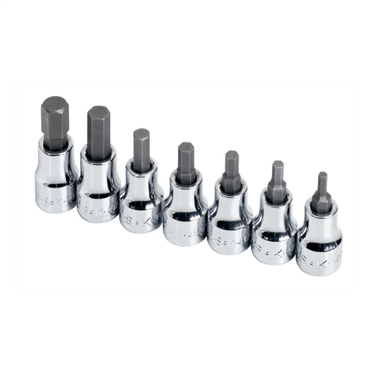 S K Hand Tools SOCKET HEX BIT SET 3/8IN. DRIVE 7PC SAE