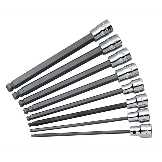 S K Hand Tools LONG BALL HEX BIT SET 8PC