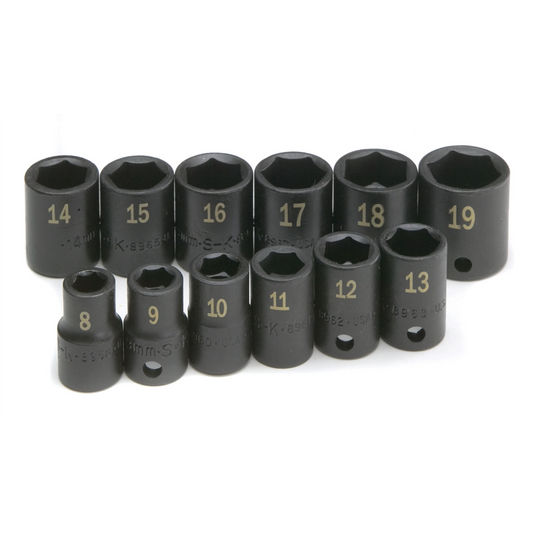 S K Hand Tools SOCKET SET IMPACT 3/8IN. DRIVE 12PC STD 6 POINT