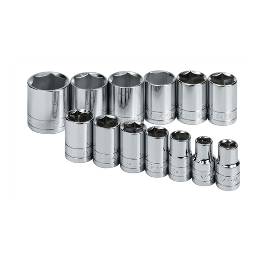 S K Hand Tools SOCKET SET 1/2IN. DRIVE 13PC SAE STD 6 POINT