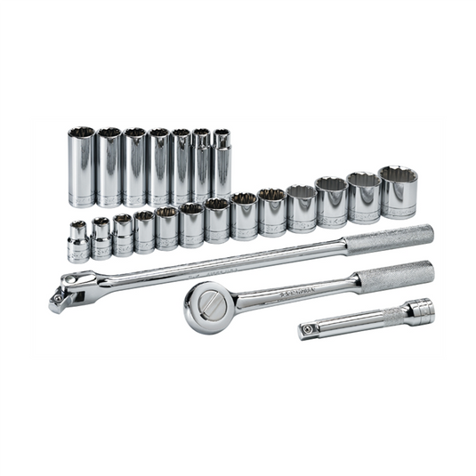S K Hand Tools TOOL SET 1/2IN. DRIVE 23PC SAE 6&12 POINT W/RATCH