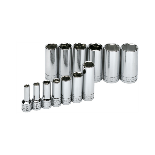 S K Hand Tools SOCKET SET 3/8IN. DRIVE 13PC SAE DEEP 6 POINT