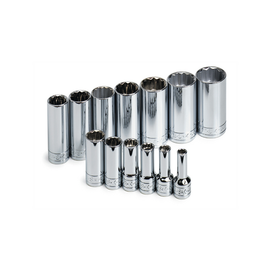 S K Hand Tools SOCKET SET 3/8IN. DRIVE 13PC SAE DEEP 12 POINT