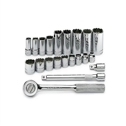 S K Hand Tools TOOL SET 3/8IN. DR 21PC SAE STD/DEEP 12PT W/RATCH