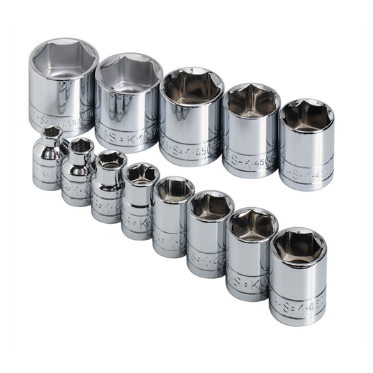 S K Hand Tools SOCKET SET 3/8IN. DRIVE 13PC SAE STD 6 POINT