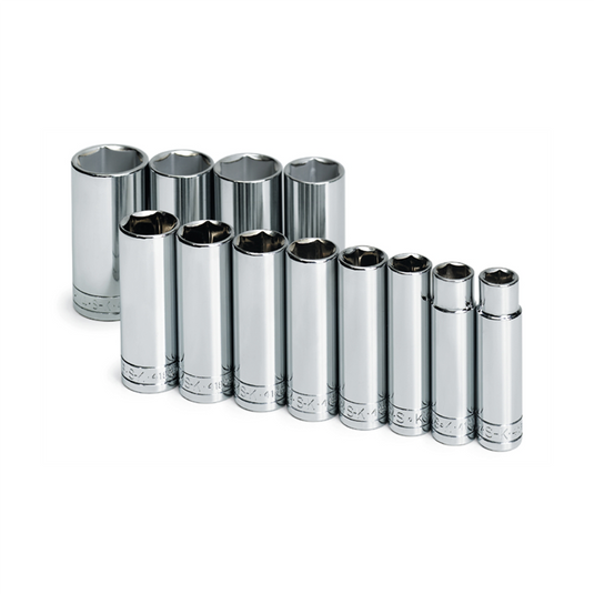 S K Hand Tools SOCKET SET 1/2IN. DRIVE 12PC SAE DEEP 6 POINT