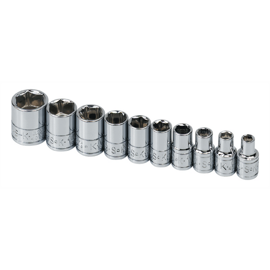 S K Hand Tools SOCKET SET 1/4IN. DRIVE 10 PC SAE STD 6 POINT