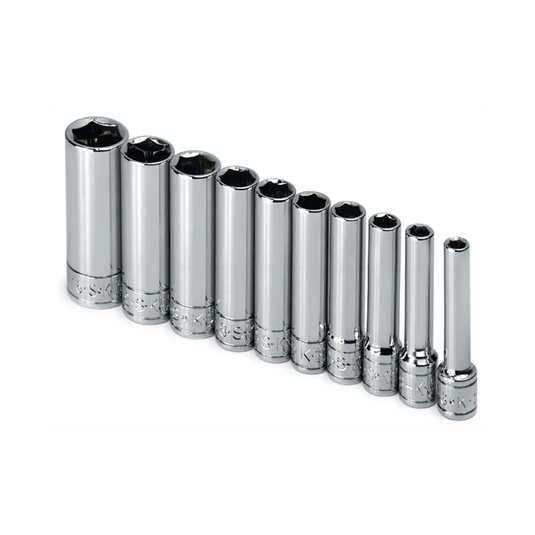 S K Hand Tools SOCKET SET 1/4IN. DRIVE 10 PC SAE DEEP 6 POINT