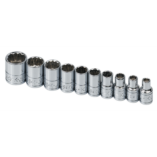 S K Hand Tools SOCKET SET 1/4IN. DRIVE 10 PC SAE STD 12 POINT