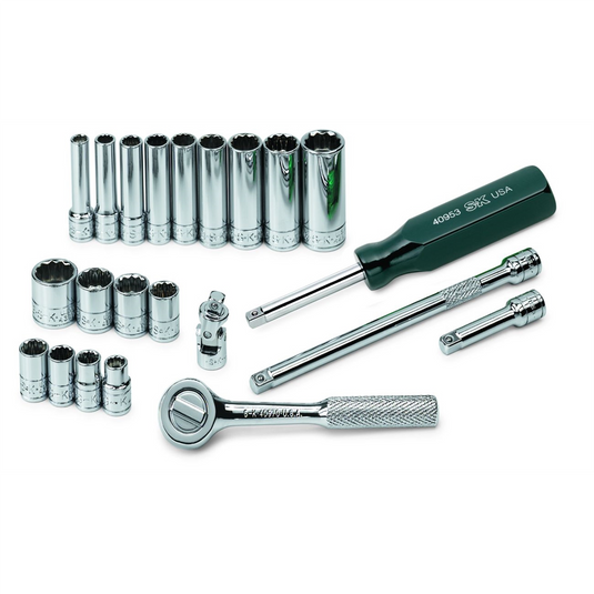 S K Hand Tools Set Skt 1/4dr 12pt Fr 22pc