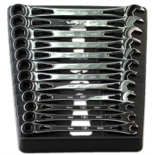 S K Hand Tools 12 Pc. 8mm-19mm Xframe Ratcheting Wrench Set
