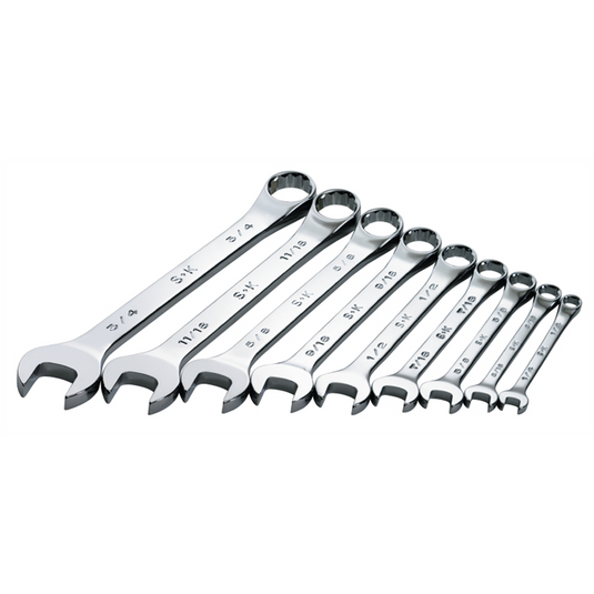 S K Hand Tools WRENCH SET COMBINATION 9 PC SAE HI POLISH