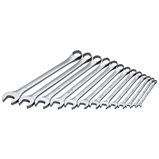 S K Hand Tools WRENCH SET COMBINATION 13 PC SAE LONG HI POLISH