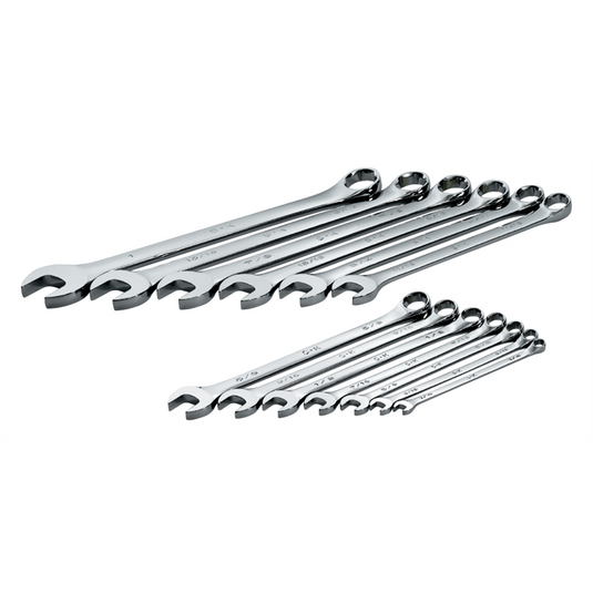 S K Hand Tools WRENCH SET COMBINATION 13 PC SAE LONG HI POLISH