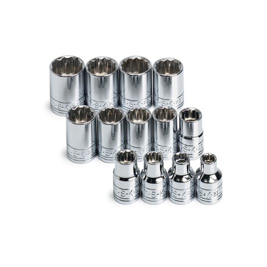 S K Hand Tools SOCKET SET 3/8IN. DRIVE 13PC METRIC STD 12 POINT