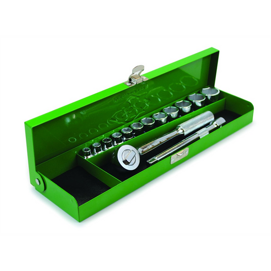S K Hand Tools 15 Pc Metal box 3/8dr Metric set