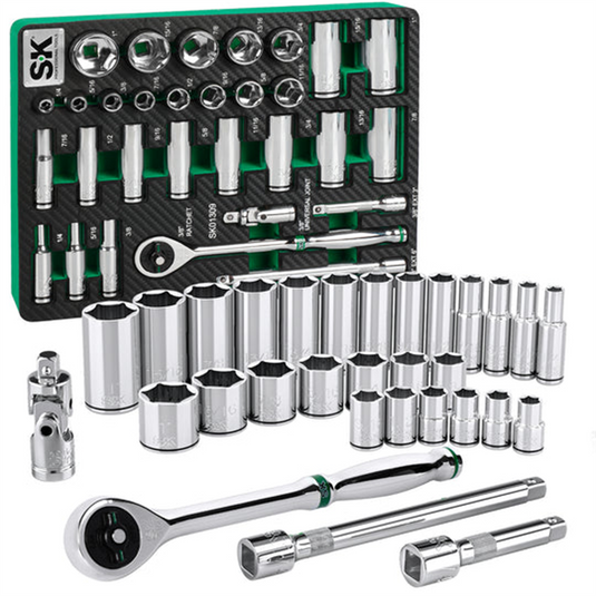 S K Hand Tools 3/8"" Drive; 30 Piece; 6 Point; Shallow & Deep; SAE Chrome Socket Set with 216P Ratchet.  Packaged in EVA Foam Tray
