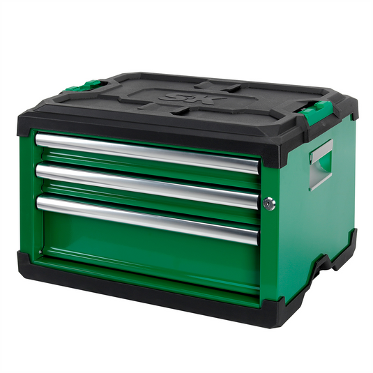 S K Hand Tools Modular Stackable Storage Tool Box; 3-Drawer Steel Box: 2 Shallow; 1 Deep