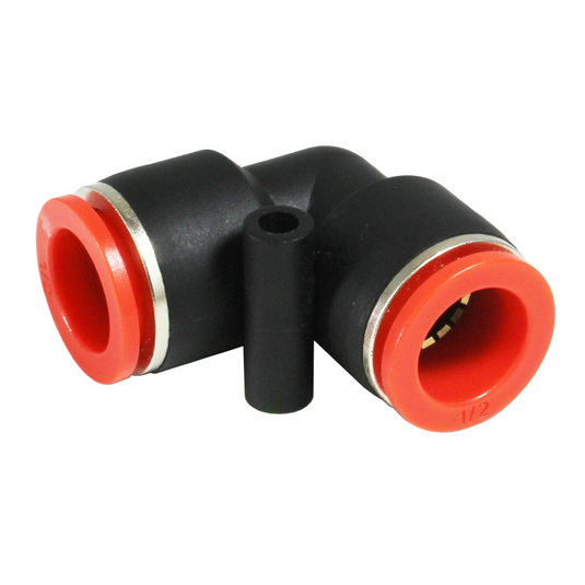 S.U.R.&R. 1/2"" Push to Connect Nylon Fuel Line Union; 90 deg.