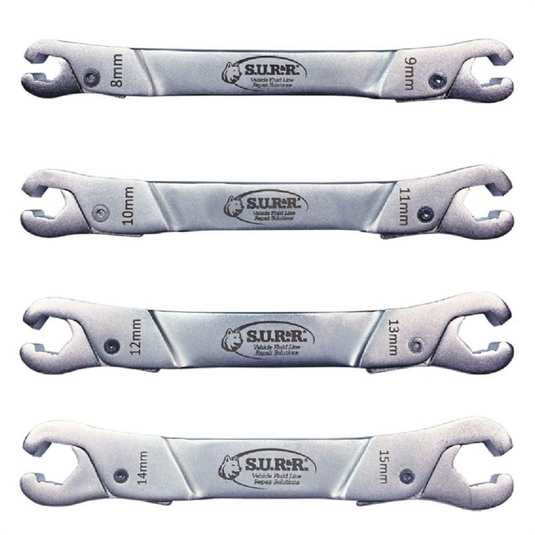 S.U.R.&R. RLW400 Ratcheting Line Wrench Set of 4 with 4-Slot Pouch- SAE/Metric