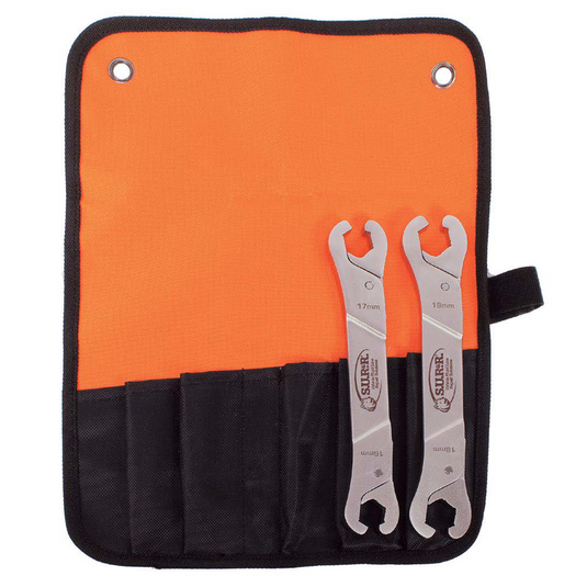 S.U.R.&R. RLW450 Ratcheting Line Wrench Set of 2 with 6-Slot Pouch- SAE/Metric