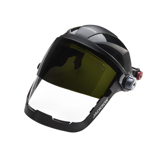 Jackson Safety Jackson Safety - Face Shield - QUAD 500 Premium Multi-Purpose Series - 9' x 12.125' x 0.060"" Window - Clear AF with Shade 8 IR Flip Visor - Hard Hat Interchange System (HHIS) for mounting on slotted hard hats