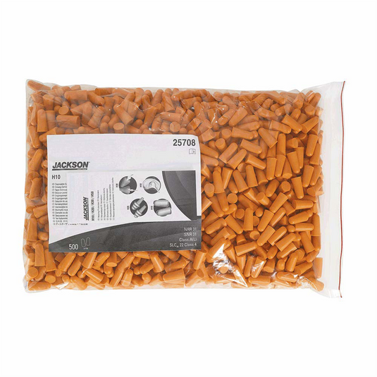 Jackson Safety Jackson Safety - Earplugs - H10 Disposable - Uncorded - Orange - NRR 31 - Bulk Buy (500 Pair Per Bag; 4 Bags Per Carton)