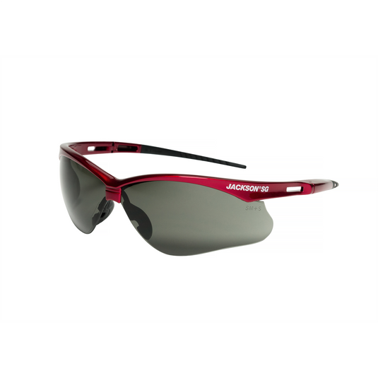 Jackson Safety Jackson Safety - Safety Glasses - SG Series - Smoke Lens - Red Frame - Hardcoat Anti-Scratch - Outdoor
