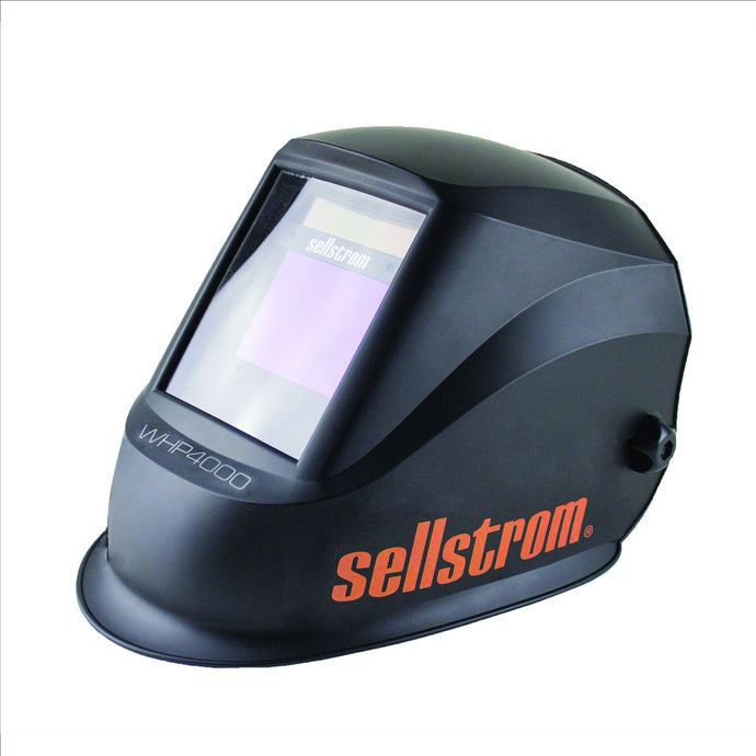 Sellstrom Welding Helmet - Auto Darkening -  Thermoplastic - 3.94-inch x 2.38-inch Viewing Area - Shade 4/9-13 Variable ADF - Ratcheting Headgear - Black - Premium Series