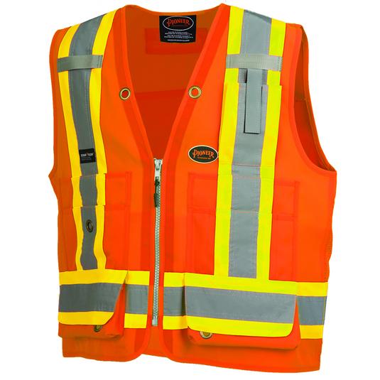 Pioneer Pioneer - Woven 150D Multi-Pocket Surveyor Vest - Hi-Vis Orange - Size 2XL