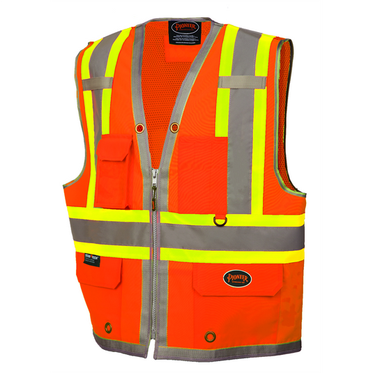 Pioneer Pioneer - 300D Oxford with Mesh Back Surveyor Vest - Hi-Vis Orange - Size Large