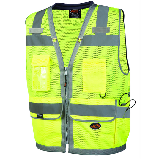 Pioneer Pioneer - Mesh Surveyor Vest with Padded Collar - Hi-Vis Yellow/Green- Size 2XL
