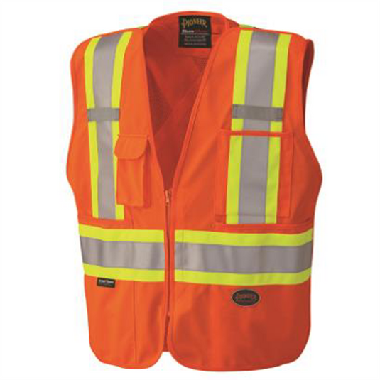 Pioneer Pioneer - Zip-Up Snap Break Away Safety Vest - Hi-Vis Orange - Size XS