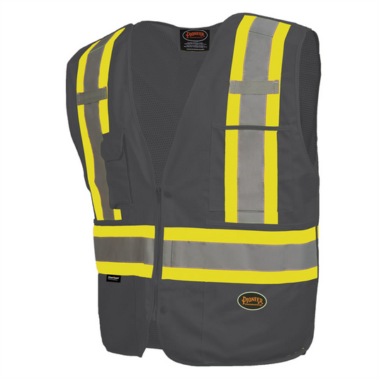 Pioneer Pioneer - Zip-Up Snap Break Away Safety Vest - Black - Size XS