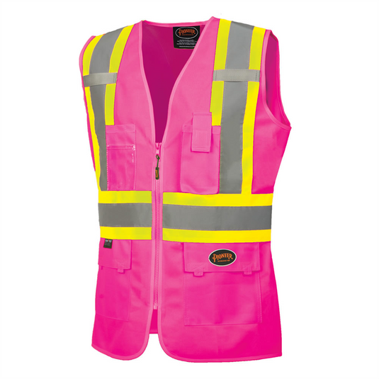 Pioneer Pioneer - Women's Custom Fit Hi-Vis Mesh Back Safety Vest - Pink - Size XS