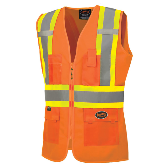 Pioneer Pioneer - Women's Custom Fit Hi-Vis Mesh Back Safety Vest - Hi-Vis Orange - Size XS