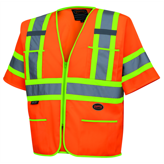 Pioneer Pioneer - Polyester Tricot Sleeved Safety Vest - Hi-Vis Orange - Size 2XL
